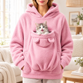Pawmi Hoodie Rose Poudré avec un chaton dans la poche